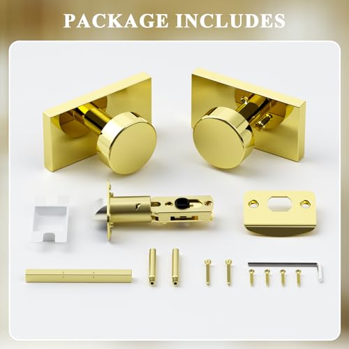 Polished Brass Door Knobs Privacy Door Knobs Interior with Lock - color: Polished Brass