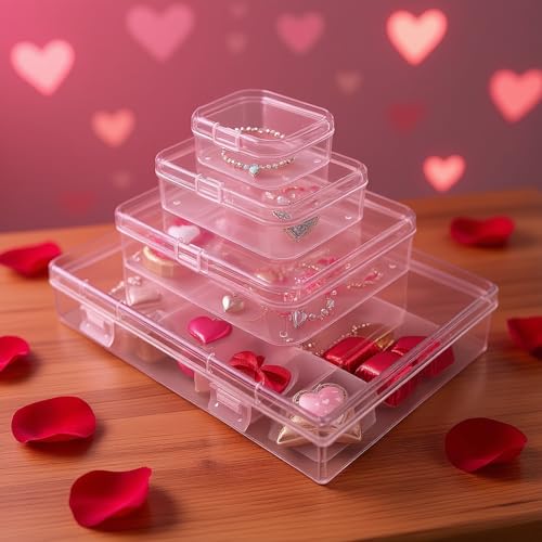 24 Pieces Mixed Sizes Rectangular Empty Mini Clear Plastic Organizer Box - size: 4 Sizes