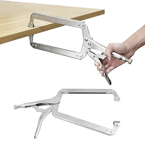 3 Pack 18 Inch C Clamp Locking Pliers,Locking C Clamp, Adjustable Nickel Plated C Pliers For Wood Working, Welding, Electrician Maintenance and more, by GENHAKON - size: 3 Pack 18 Inch