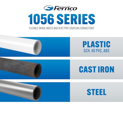 Fernco P1056-250 2.5-in. Cast Iron, Plastic and Steel Pipe Flexible Coupling Connector Adapter in Black
