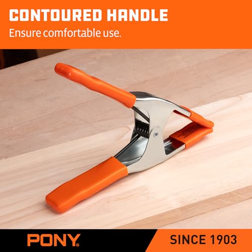 PONY 11-3/8" Heavy Duty Metal Spring Clamps with Protective Tips, 6-Piece | 4" Jaw Opening, Protective Handles and Tips, Metal Spring Clamps for Woodworking and DIY Projects - size: 11-3/8 Inch 6-Piece