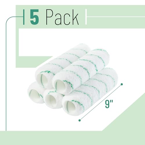 Bates- Paint Roller Covers, 9", 5 Pack, Teal Stripes, Covers for Paint Rollers 9 Inch, 9 Inch Paint Roller Covers, Paint Roller Cover, Paint Roller Covers 9 Inch, Large Paint Roller Covers - color: Teal Stripes, size: 9 Inch, 5 Pack
