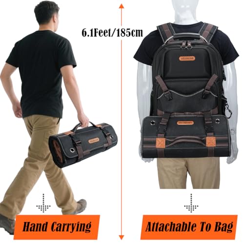 WELKINLAND 23-Pocket Canvas Tool Roll, Heavy-Duty 15L-Large Tool Wrap Roll
