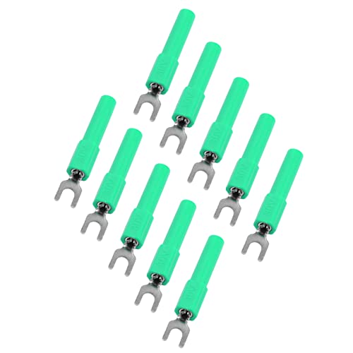 Insulated Fork Spade U-Type Wire Connector Electrical Crimp Terminal, 10pcs 4mm Fork Wire Connector for Testing and Multimeter, Electronic Applications(green)