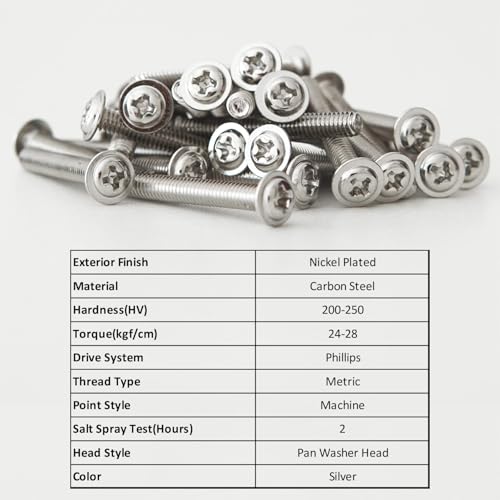 WELLOCKS M4 Cabinet Pull Screws, 25 to 50mm 100 PCS - color: Silver, size: 100PCS