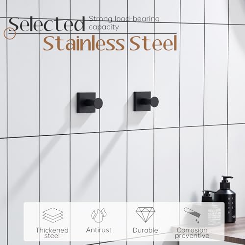 KOKOSIRI Robe Hooks Black Bathroom Shower Hook Holder for Hanging Bath Towels Kitchen Bathroom Hardware Wall Mounted Stainless Steel 2 Pack, B1016BK-P2 - color: Matte Black, size: 2 Pack