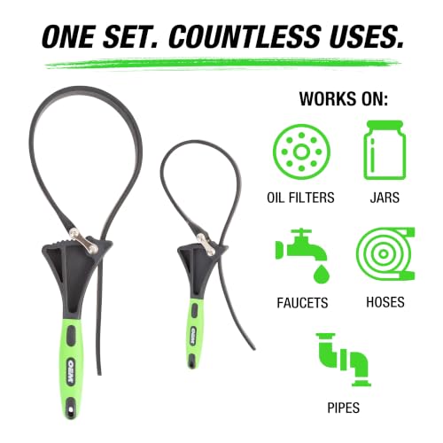 OEMTOOLS Rubber Strap Wrench Set for Pipes, Faucets, Jar Opener, & Plumbing