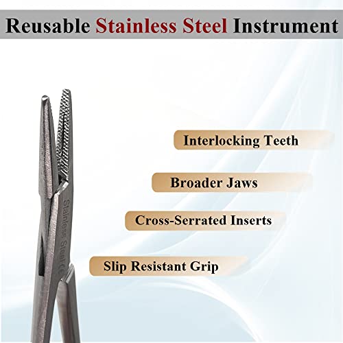 Mayo Hegar Needle Holder Driver with Cross Serrated Jaws Made of Stainless Steel Comes in Multi Position Locking Mechanism Clamping Pliers (5.5 Inch) - size: 5.5 Inch