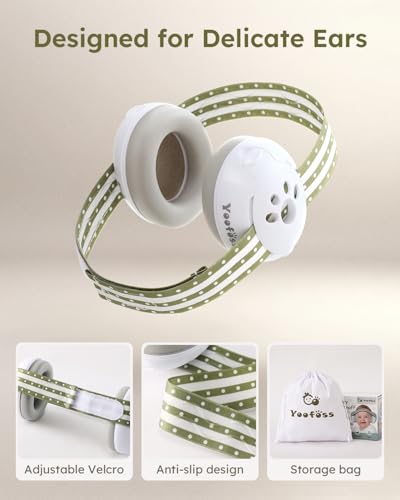 Yoofoss Baby Ear Muffs Noise Protection for Infants Up to 36 Months - Noise Cancelling Headphones for Ear Protection - color: Green