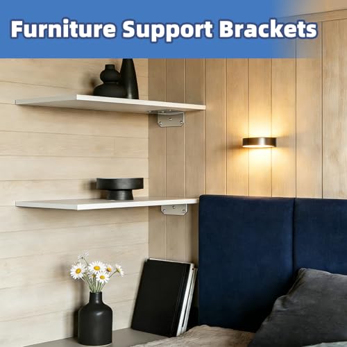 4"x2" Steel L Brackets,Corner Braces for Wood Furniture - size: （4PCS）Silver