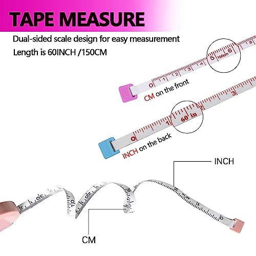 3 Pack Tape Measures Retractable Measuring Tape for Body, 60-Inch 1.5 Meter Dual Sided Flexible Ruler for Medical Craft Fabric Cloth Sewing Tailor Weight Loss Body Measuring Tape (Blue, Purple, Pink) - color: Blue,Pink,Purple