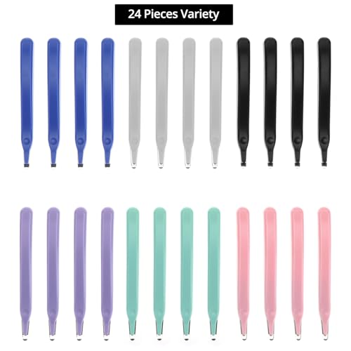 QWORK 24 Pcs Magnetic Staple Remover Bulk, Rubberized Plastic with Stainless Steel Tip and Magnetic End (6 Colors, 4 Pieces Each)