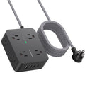 HANYCONY 6Ft Surge Protector Power Strip USB C, 1080J, 8 Outlet Extender - color: Black, size: 6ft