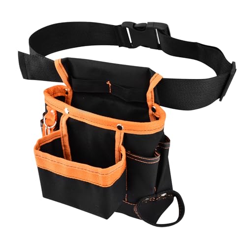 Tool Belts 8 Pockets, Tool Pouch Heavy Duty Tool Belts for Men Tool Belt Bag Adjustable Tool Pouch Belt with Belt Clip Utility Belt Pouch for Electrician, Carpenter, Construction
