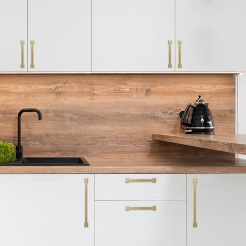 COTYKILEY 10 Pack 10 Inch(254mm) Brushed Brass Cabinet Handles Gold Kitchen Cabinet Pulls Cabinet Door Handles Kitchen Cabinet Hardware - color: Brushed Brass, size: 10" Hole Center（254MM）
