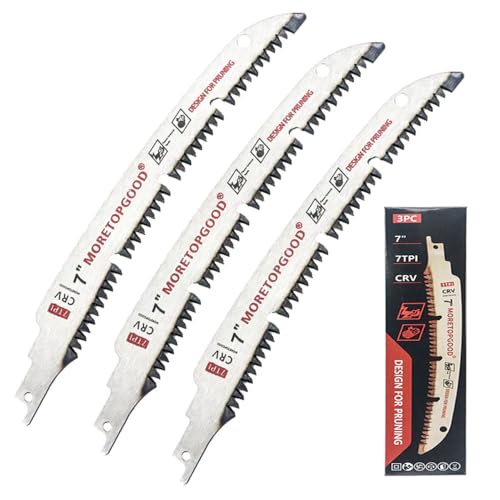 7 Inch Arc Edge Reciprocating Saw Blade with U-Groove Chip Removal Design, 7TPI Japanese Teeth with Arc-Curved Saw Blades for Wood Pruning, Tree Trimming & Wood Cutting, 3‑Pack - size: 7 Inch