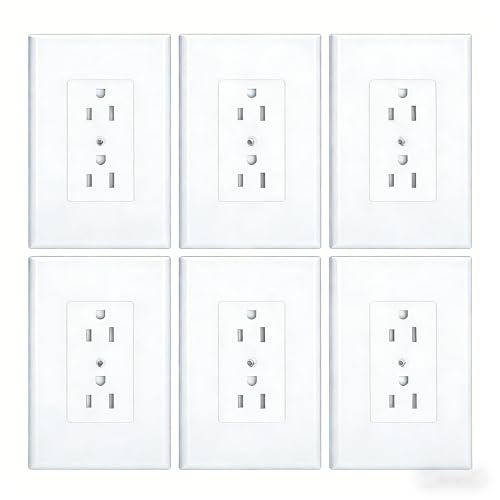 ZEFTV 6 Pack Duplex Outlet Covers Wall Plates 1-Gang Switch Outlet Electrical Cover Plate Unbreakable Thermoplastic Faceplate for Light Receptacle Outlet Switch, White - color: Single Outlet, size: 6 Pack