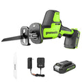 Greenworks 24V Brushless 1" Compact One-Handed Reciprocating Saw (3,000 SPM), Cordless Powered Variable Speed Recip Saw, 2.0Ah Battery and Compact Charger Included,‎ RSG404 - size: Brushless 1" One-Handed Recip Saw, style: 2.0Ah