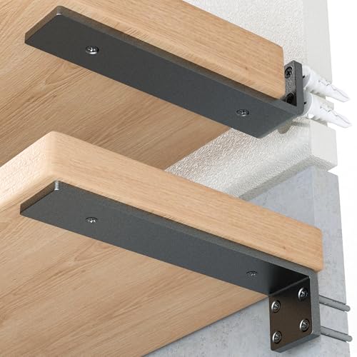 HOZE Heavy Duty Shelf Brackets 4-Inch, 6 Pack, Modern Black Matte Finish, 1/5" Thick Steel, Metal L Brackets, Easy-to-Install, Strong Support for Shelves, Versatile & Stylish (4 Inch - 6 Pack) - size: 4 Inch, style: 6 Pack