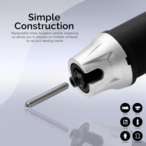 NEIKO 10576A Handheld Electric Engraver Tool, Etching Tool, 120V, Tungsten Carbide Tip, Electric Engraving Pen for Metal, Wood, Glass, & Plastic, Engraving Machine Scriber, Customizer Etcher Stencils - style: Engraver