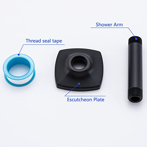 Shower Arm 4 Inches Ceiling Mount Replacement Rain Straight Arm Ceiling-Mounted For Fixed Shower Head & High Pressure Rain Matte Black,SW-91038-4MB. - color: R-angle Square Flange-4" Matte Black