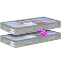 punemi 4 inch High Soft Low Profile Under Bed Storage Bins, 2 Pack, Grey - color: Grey, size: 2 Pack-4 inch Tall-Soft