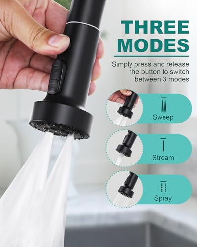 ARCORA Pull Down Kitchen Faucet Head Replacement with 13 Adapters, 3 Modes - color: Matte Black