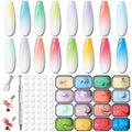 Ombre Gel Polish Palette,16Colors Pat Gel Paint Nail Art Kit Sponge Patting - color: 16 Colors G