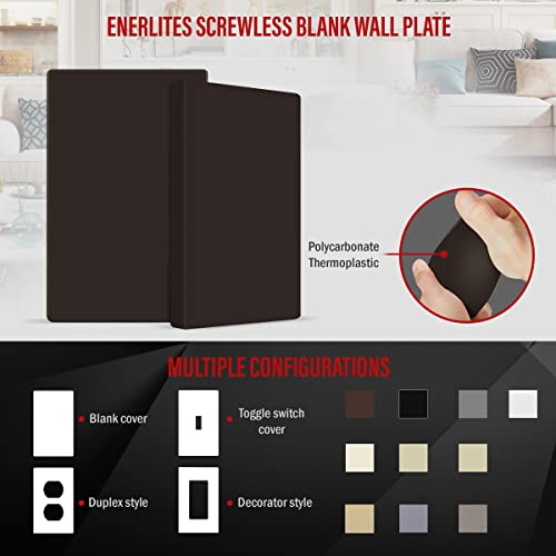 ENERLITES Screwless Blank Wall Plate, 1-Gang Outlet Covers, 1 Pack, Brown - color: Brown, size: Screwless