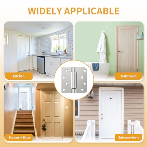 Luxbaro 2 Pack Spring Hinges Self Closing 4 Inch, Self Closing Door Hinges - color: Brushed Nickel-square&5/8'', size: 4" 2 Pack