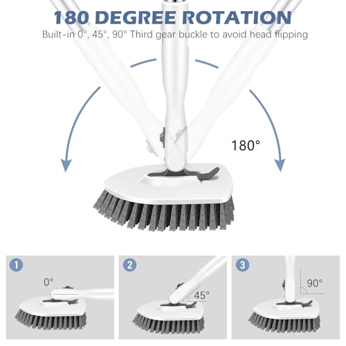 SetSail Tile Tub Floor Scrubber with V-Shaped Grout Brush, White Grey - color: White Grey, size: 2 Pads + V-Shaped Brush