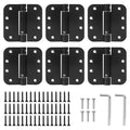 6 Pack Self Closing Door Hinges, 4 Inch Spring Loaded Hinges Adjustable Tension Spring Hinges with 5/8'' Radius Corners, Heavy-Duty Door Hardware for Commercial and Residential Doors, Matte Black