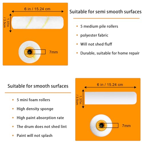 10 Pcs 6 inch Paint Roller Cover with 2 Frame Set - size: 6", 10pieces