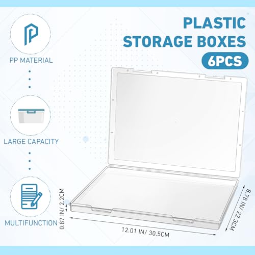 Jetec 6 Pieces Small Clear Plastic Storage Box, 12.0 x 8.8 x 0.9 Inch - size: 12.0 x 8.8 x 0.9 Inch