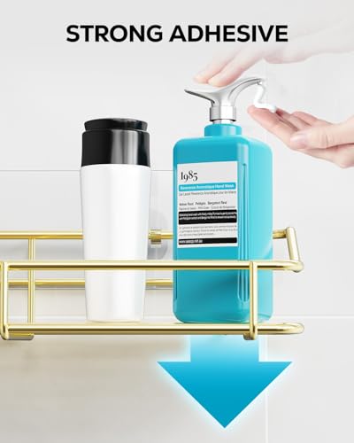 Nieifi Shower Caddy Adhesive, Shower Shelves, Shampoo Holder for Bathroom - color: Gold, size: 2 Pack