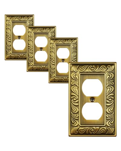 4-Pack Paisley Pattern Duplex Outlet Cover Plate,Metal Switch Plates - style: 1 Duplex 4PK