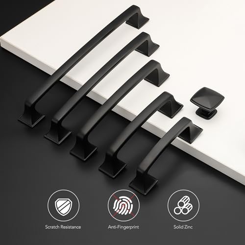 30 Pack Kitchen Cabinet Handles 5 Inch Hole Center Black Cabinet Pulls - color: Matte Black, size: 5 Inch Hole Centers