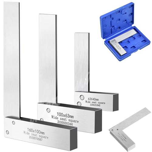 Machinist Square Set 2, 4, 6 Inch, Atarvana Mechanical Steel High Precision 90 Degree Square, Harden Carbon Steel Engineer Wide Base Square, L-Type Right Angle Ruler Tool for Woodworking - style: Set of 2, 4, 6 Inch