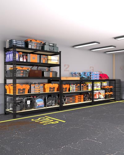 PrimeZone 5-Tier Garage Storage Shelves, Adjustable Metal Shelving, Black - size: 36"W x 16"D x 72"H