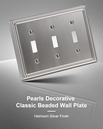2-Pack Triple Toggle Light Switch Cover Plate, Heirloom Silver - color: Heirloom Silver, size: Triple Toggle 2PK