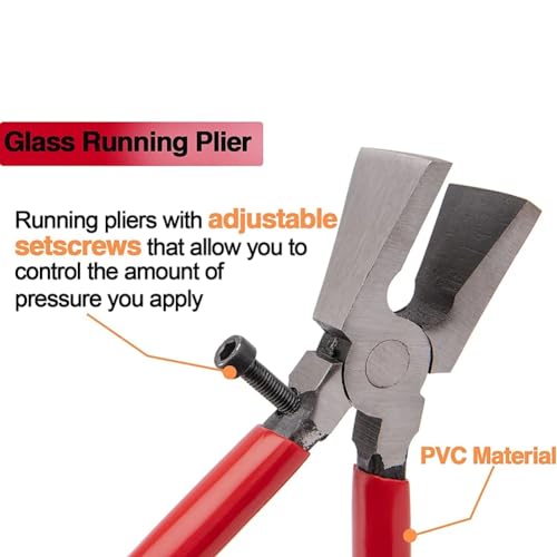 2PCS Glass Cutter Set with Running Pliers – 120° Carbide Wheel Cuts 1/8" to 1/4" Plate Glass, Ball End & Teeth, Not Self-Oiling – for Stained Glass, Windows, Mirrors
