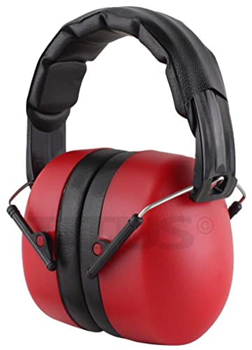 TITUS 3 Series, Onyx 37 Original Highest NRR Noise Reduction Earmuffs - color: Red (Leatherette Band / With Pouch) No Logo