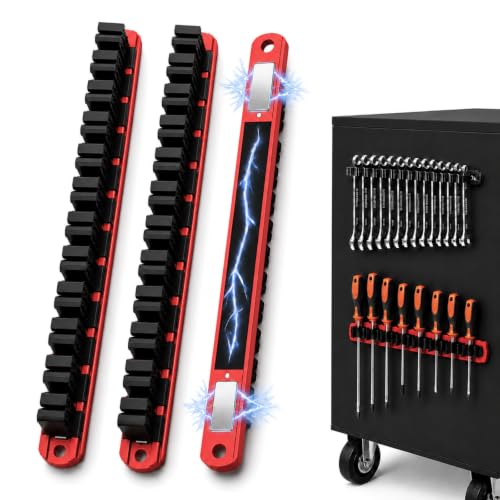 Heavy Duty Magnetic Screwdriver & Wrench Organizer, 36 Slot Tool Holder - color: Red, size: 36-Slot