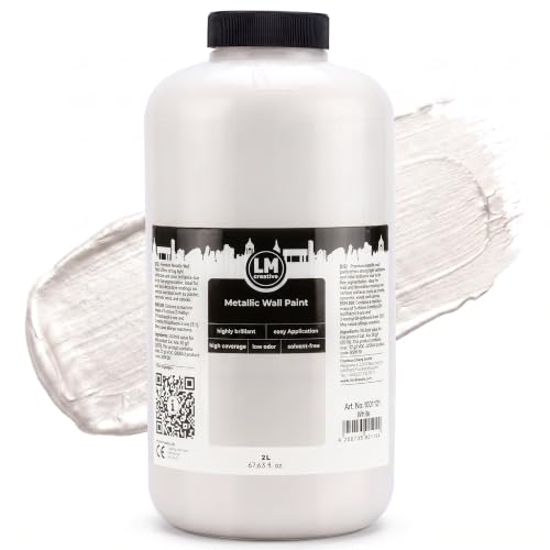 Metallic Wall Paint 67.62 fl oz - White - Stunning Metallic Shine for Stylish Interiors, Easy to Apply, Water-Based, Perfect for Creative Wall Designs & DIY Projects - color: White