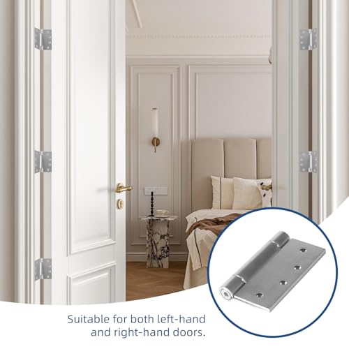 3 Pack Self Closing Door Hinges, 4 Inch Spring Loaded Hinges Adjustable Tension Spring Hinges with Square Corners, Heavy-Duty Door Hardware for Commercial and Residential Doors, Brushed Nickel