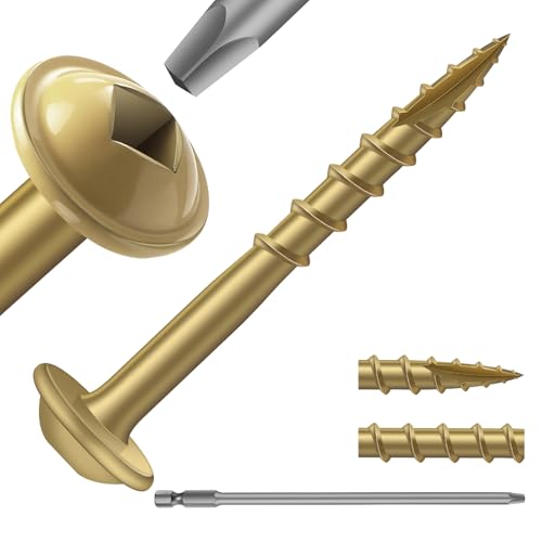 Pocket Hole Screws #8 x 1-1/4" (360Pcs) 2lb. Carbon Steel, Tan, Washer Head, Coarse Thread, Square Drive,150MM Drive Bit Included - color: Tan, size: #8 x 1-1/4"