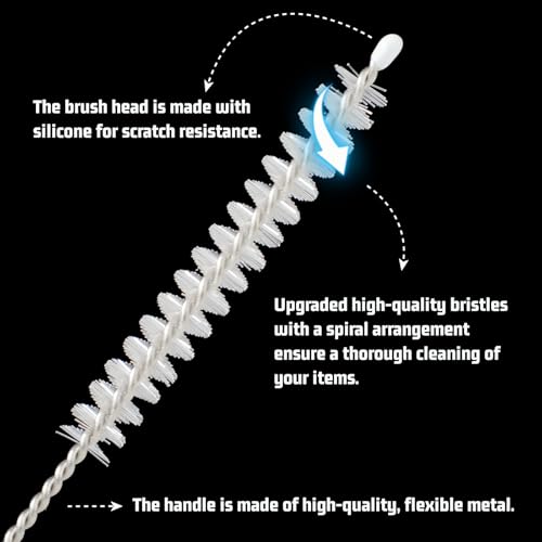 Milk Foamer Hose Brush, Tube Hose Cleaner Brush Ideal for Espresso & Coffee Machine Attachments，Extra Long Stainless Steel Brush for Cleaning Reusable Drinking Straws, Keg Lines and Pipes(13.7in)