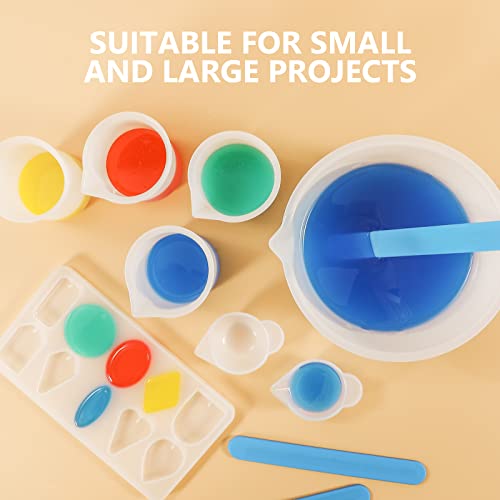 KISREL Silicone Measuring Cups for Resin, Resin Supplies with 600&100ml Cups, Resin Mixing Cups, Silicone Stir Sticks, Epoxy Mixing Cup - size: 600&100ml