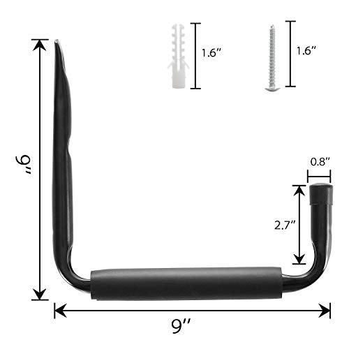 Garage Storage Utility Hooks, 9" Jumbo Ladder Wall Hnger, 6 Pack Black