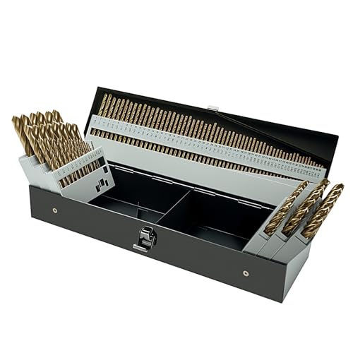 115Pcs Cobalt Drill Bit Set (1/16"-1/2"), M35 HSS, 135 Degree Tip, Twist Jobber Length for Hardened Metal, Stainless Steel, Cast Iron, Wood, and Plastics, with Index Storage Case - style: 115pcs Cobalt Drill